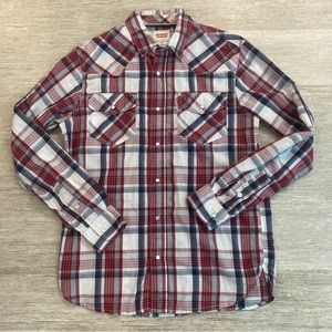 Men’s Levi’s Plaid Pearl Snap Button Down Size Small